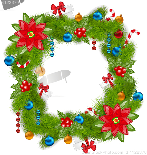 Image of Christmas frame with traditional elements, place for your text