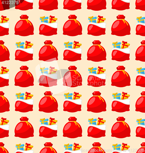 Image of Happy New Year seamless pattern bagful with gifts