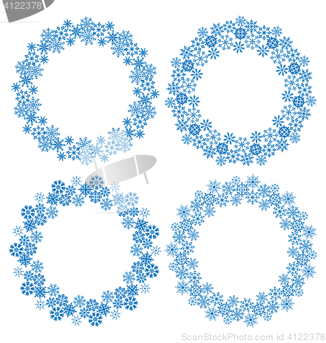 Image of Snowflakes circle frames for Christmas holiday