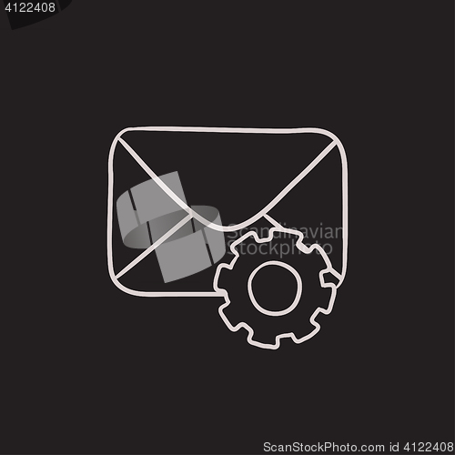 Image of Envelope mail with gear sketch icon.