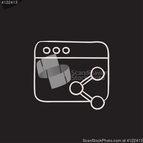 Image of Browser window with share symbol sketch icon.