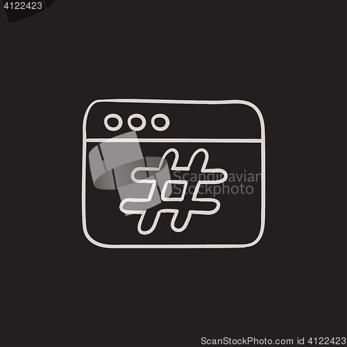 Image of Browser window with hashtag sketch icon.