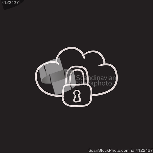 Image of Cloud computing security sketch icon.