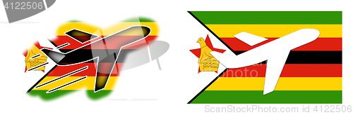 Image of Nation flag - Airplane isolated - Zimbabwe