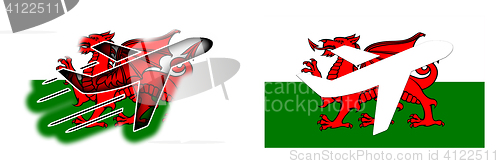 Image of Nation flag - Airplane isolated - Wales