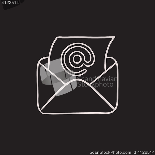 Image of Email envelope with paper sheet sketch icon.