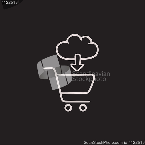 Image of Online shopping sketch icon.