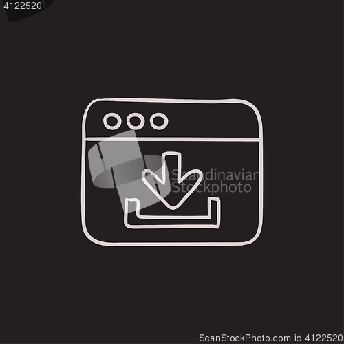 Image of Browser window with download sign sketch icon.