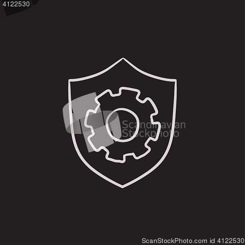 Image of Shield with gear sketch icon.