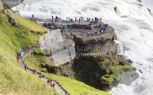 Image of ICELAND - July 26, 2016: Icelandic Waterfall Gullfoss