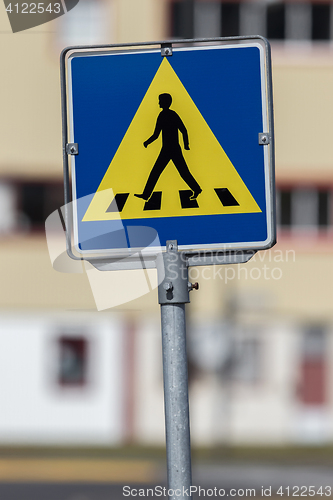 Image of Vintage pedestrian transit traffic sign in Iceland 