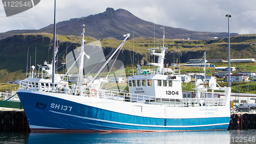 Image of Grundarfjordur, Iceland - August 1, 2016;  Fishing boats in the 