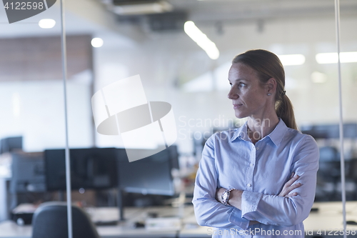 Image of portrait of casual business woman at office