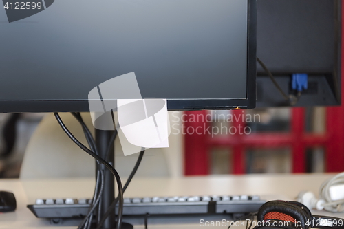 Image of closeup of monitor screen in office