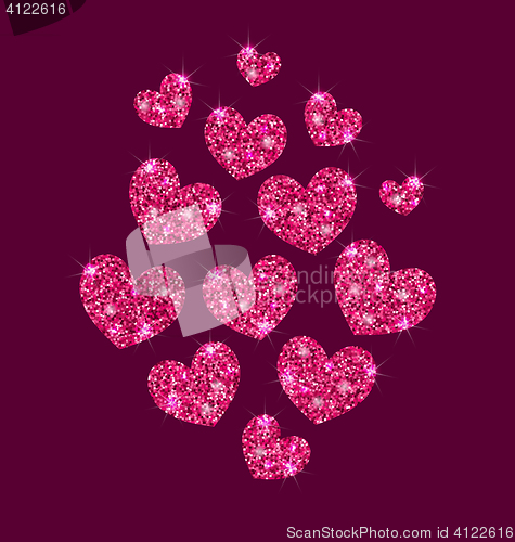 Image of Background for Valentines Day with Shimmering Hearts