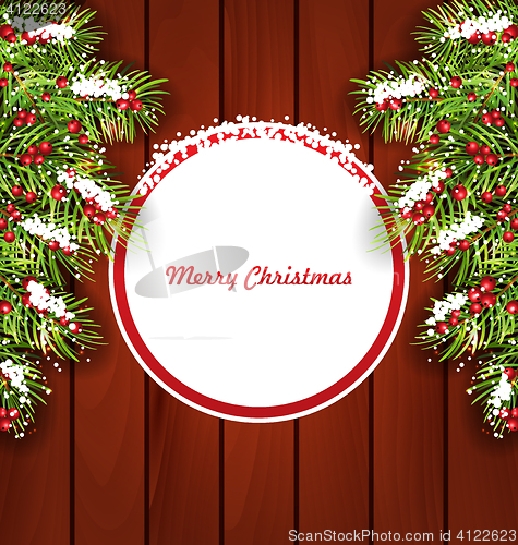 Image of Holiday Card on Wooden Background