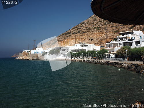 Image of view of Agia Marina and Spilia beach port of Kamares Sifnos Gree