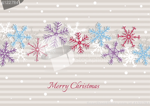 Image of christmas illustration with stripes and snowflakes