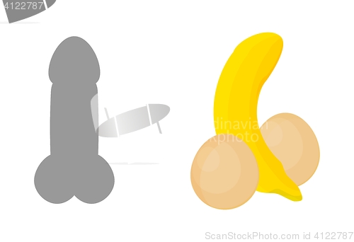 Image of funny illustration with banana and eggs