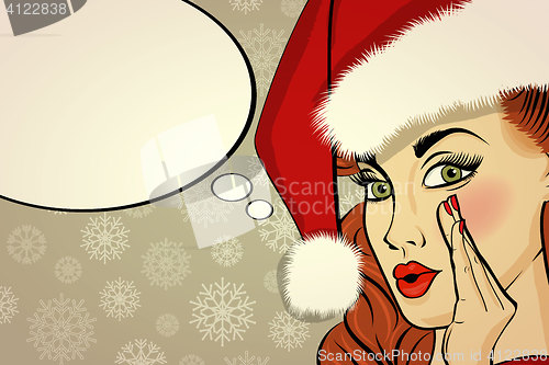 Image of Customizable beautiful retro Christmas card with sexy pin up San