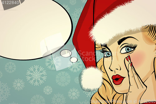 Image of Customizable beautiful retro Christmas card with sexy pin up San