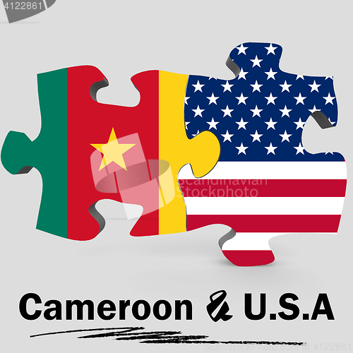 Image of USA and Cameroon flags in puzzle 