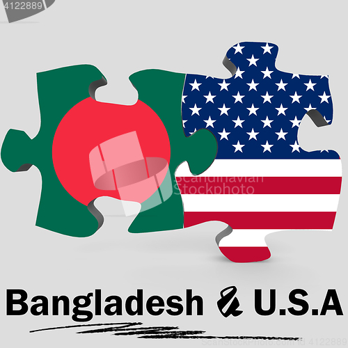 Image of USA and Bangladesh flags in puzzle 