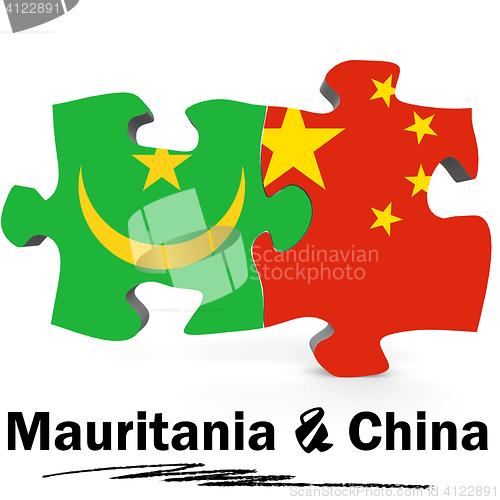 Image of China and Mauritania flags in puzzle 