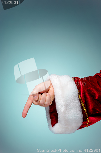 Image of Photo of Santa Claus hand in pointing gesture