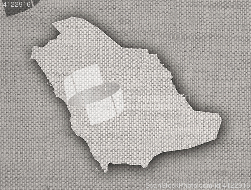 Image of Map of Saudi Arabia on old linen