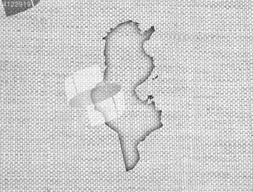 Image of Map of Tunisia on old linen