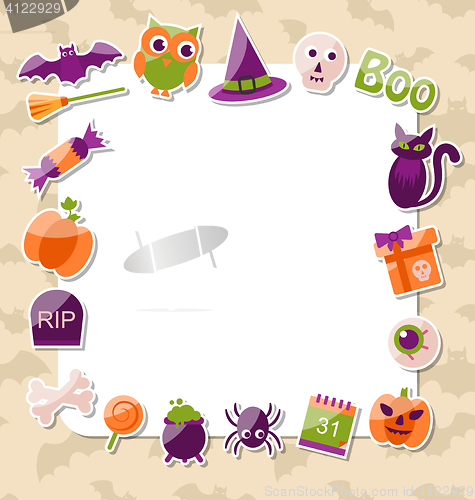 Image of Clean Card with Colorful Halloween Flat Icons