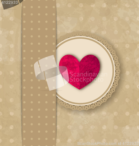 Image of Valentine\'s Day retro elegance grunge background with pink heart