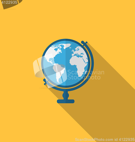 Image of Flat icon of globe with long shadow style