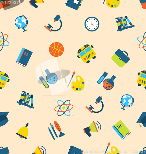 Image of Illustration Seamless Pattern with Icons of Education Subjects, 