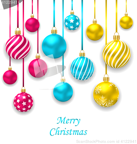Image of Elegant Postcard with Collection Colorful Christmas Glass Balls