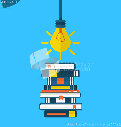 Image of Concept education and learning, flat icons of heap textbooks and