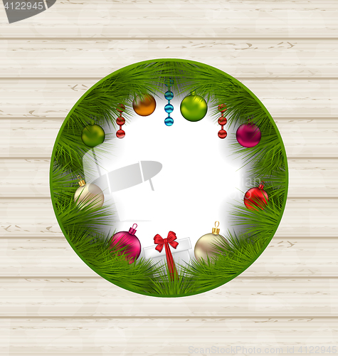 Image of Christmas frame with traditional elements and copy space for you