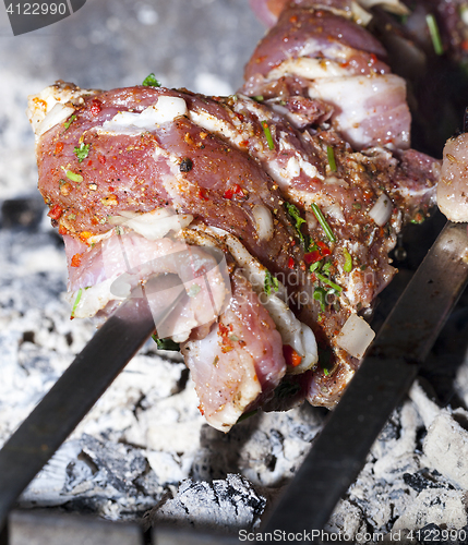 Image of cooking kebab, close-up