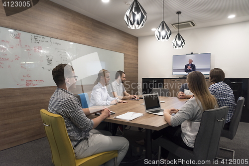 Image of startup business team on meeting at modern office