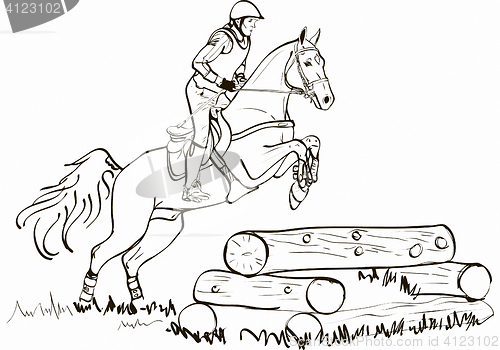 Image of Overcoming of cross country obstacles in horse symbol vector