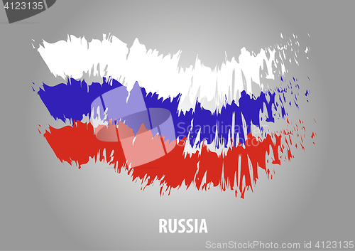 Image of Flag of Russia. Waving line of chalk. Proper ratio 2:3 and colours RGB 255-255-255 0,57,166 - 213,43,30 . Adopted December 11, 1993.