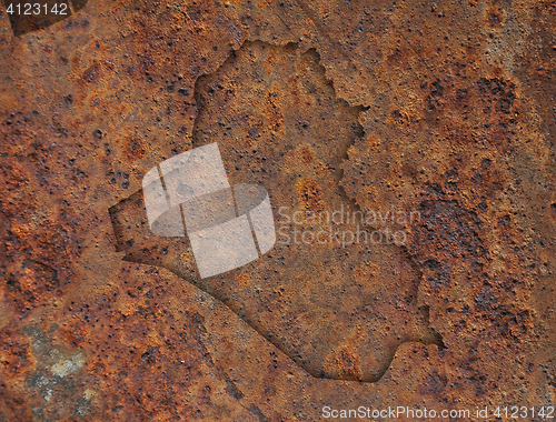 Image of Map of Iraq on rusty metal