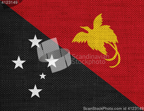 Image of Flag of Papua New Guinea on old linen