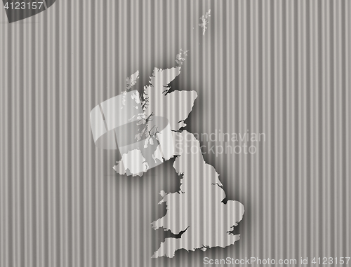 Image of Map of Great Britain on corrugated iron,