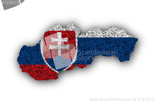 Image of Map and flag of Slovakia on poppy seeds