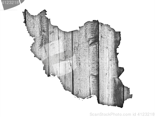 Image of Map of Iran on weathered wood