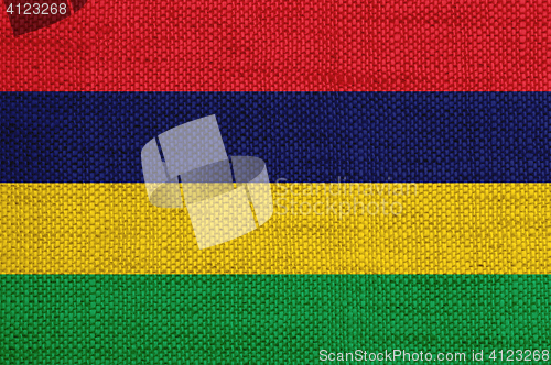 Image of Flag of Mauritius on old linen