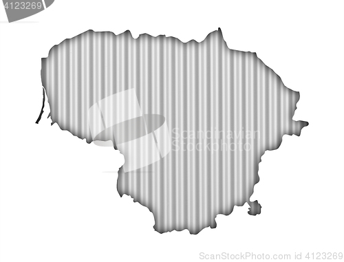 Image of Map of Lithuania on corrugated iron