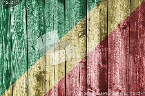 Image of Flag of the Congo on weathered wood